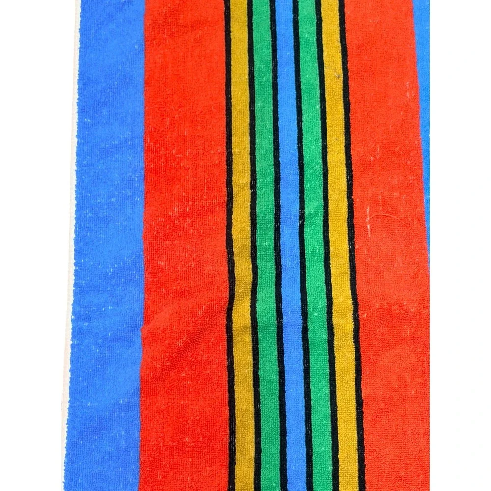 VTG 1973 S.S. Kresge Beach Towel Striped Cotton Brazil Deluxe SK Retro Yellow